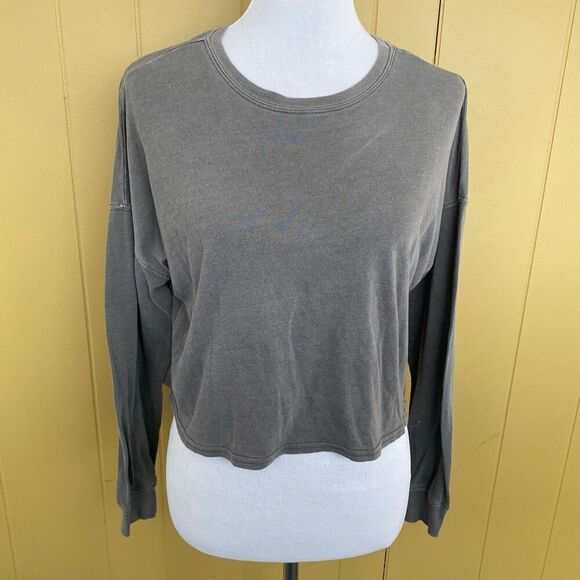 Sky & Sparrow women M cotton blend drop shoulder Longsleeve top grey - Picture 1 of 7